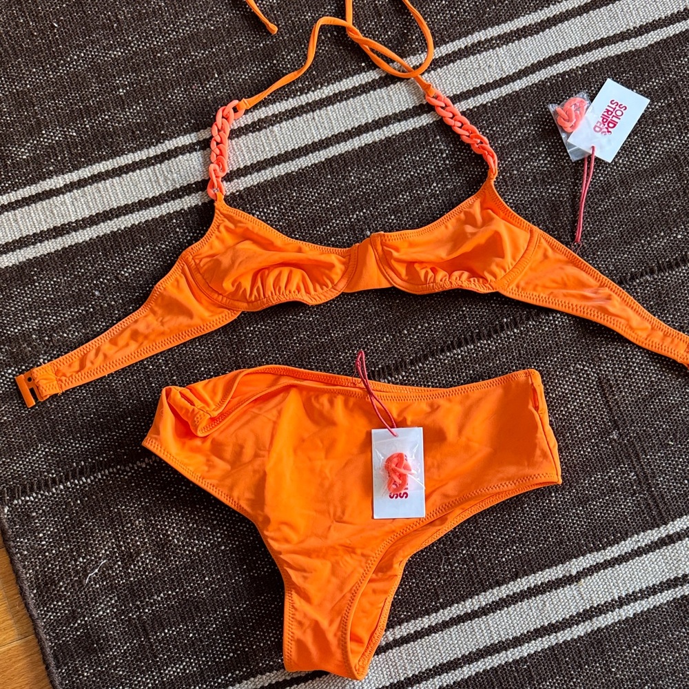 SOLID & STRIPED Orange Bikini with Braided Details - Picture 1 of 7